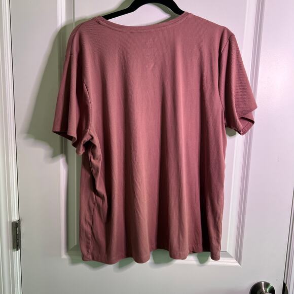 Nine West Tops - Nine West Soft Spun Ribbed Tee Mauve XXL Stretch Short Sleeve Minimalist Top